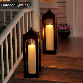 BUTHY 12" x 4" Large Outdoor Candles with Timer Waterproof Flickering LED Flameless Candles Battery Operated with Remote Fake Pillar Candles Realistic for Patio Porch Larterns, Ivory 2 Pack