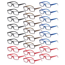 Umigy 24 Pack Reading Glasses Bulk Traditional Readers with Spring Hinge Non-prescription Lightweight Computer Eyeglasses(Assorted Color,1.5x)