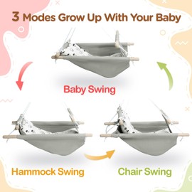 Baby Swing for Infants to Toddlers,Indoor Outdoor Wooden Hanging Swing Seat with Safety Belt and Mounting Hardware, Suitable for Ages Up to 3,Little Cloud