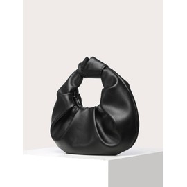 Qlarnaweer Women's Ruched PU Leather Hobo Handbag Clutch Purse Black