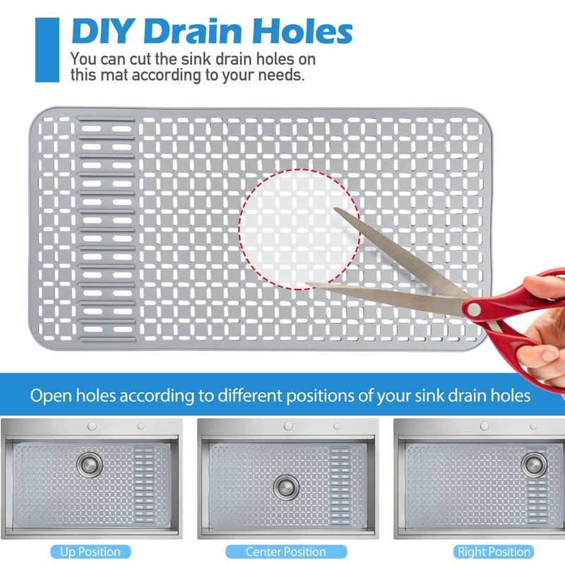 Silicone Sink Mat 26''x14'' Kitchen Sink Protector Mat With DIY