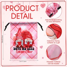 Berlune 24 Pcs Valentine's Drawstring Bags 7 x 10 Inch Valentine Treat Gift Bags Goodie Candy Bags for Kids Valentine's Day Party Favors Classroom Exchange Gifts