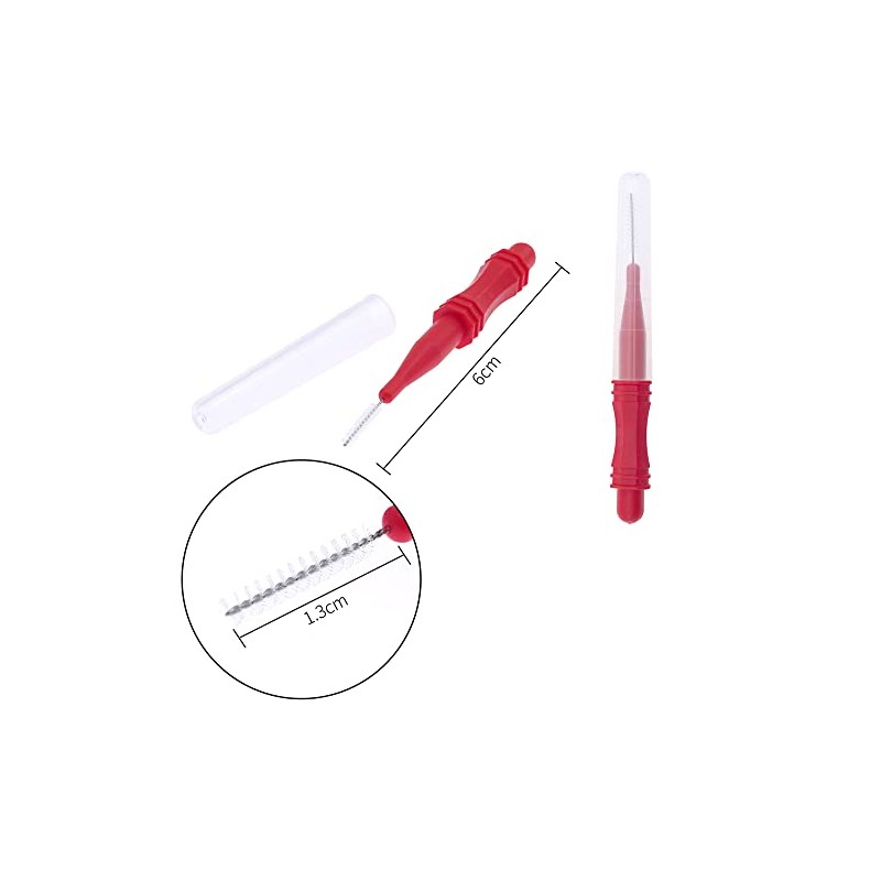 Interdental Brush Red 0.7mm 10 Pieces Braces Brush Toothpick Tooth