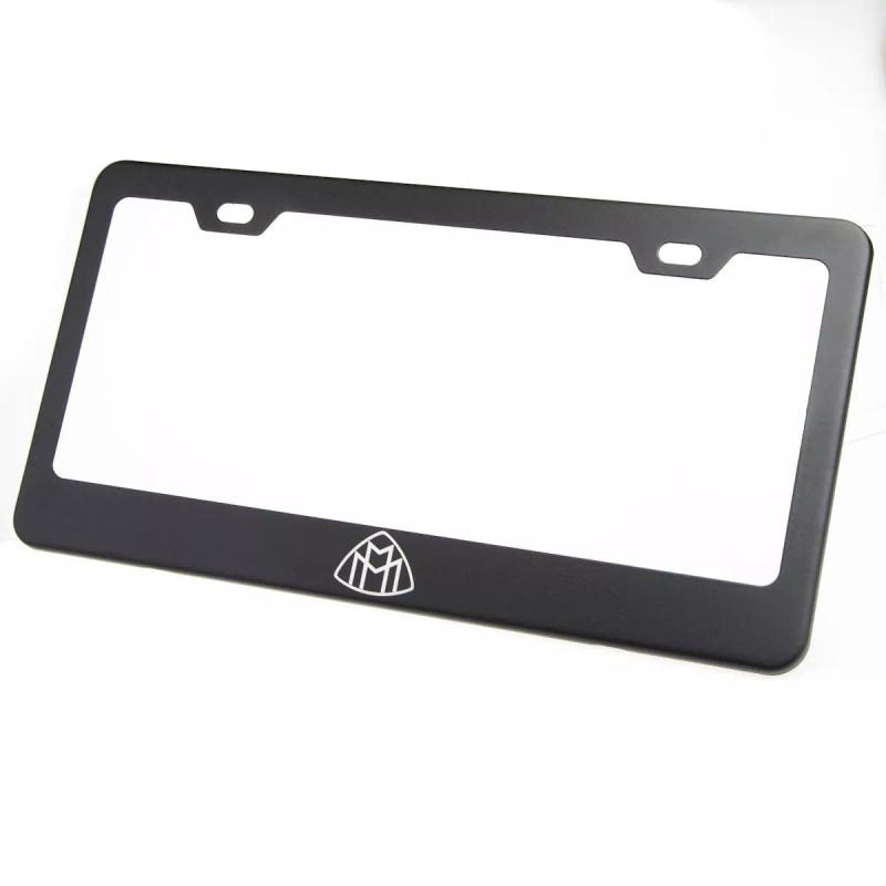 KA Depot For Maybach License Plate Frame Matte Black W/Chrome
