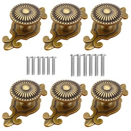 Kelier Antique Brass Cabinet Knobs, [6 Pack] Vintage Drawer Pulls with Backplate, Antique Gold Knobs for Cabinets/Dresser/Drawer, Gold