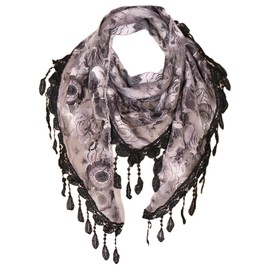 MAIRY Scarves for Women UK Triangle Scarf with Lace and Tassels GB1600051