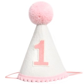 Boho Style 1st Birthday Hat For Baby Girls，Pink 1st Birthday Crown Photo Props，Handmade 1st Birthday Party Hat，Princess Crown For Baby First Birthday，Cone Hat For Baby's 1st Birthday Decorations