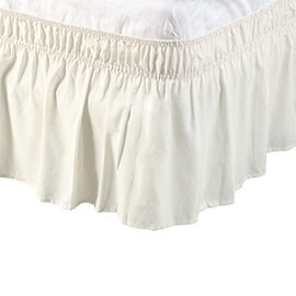 PiccoCasa Elasticated Bed Skirt Ruffled Bed Base Wrap Around Bed Valance Sheet, Brushed Microfiber Bedding Sheet Frame with 38cm Ruffle (Double, Beige)