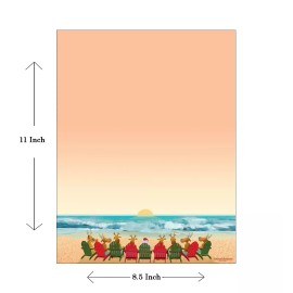 Stonehouse Collection Beach Holiday Letterhead - 60 Christmas Sheets Per stationery Pack - 6505