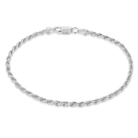 Tuscany Silver Women's Sterling Silver Diamond Cut Rope Bracelet of 18cm/7"