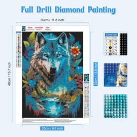 NAIMOER Wolf Diamond Painting Kits for Adults, 5D Jungle Wolf Diamond Painting Kits for Adults Kids, DIY Full Drill Animals Diamond Art Embroidery Diamond Dots for Home Decor 30x40cm