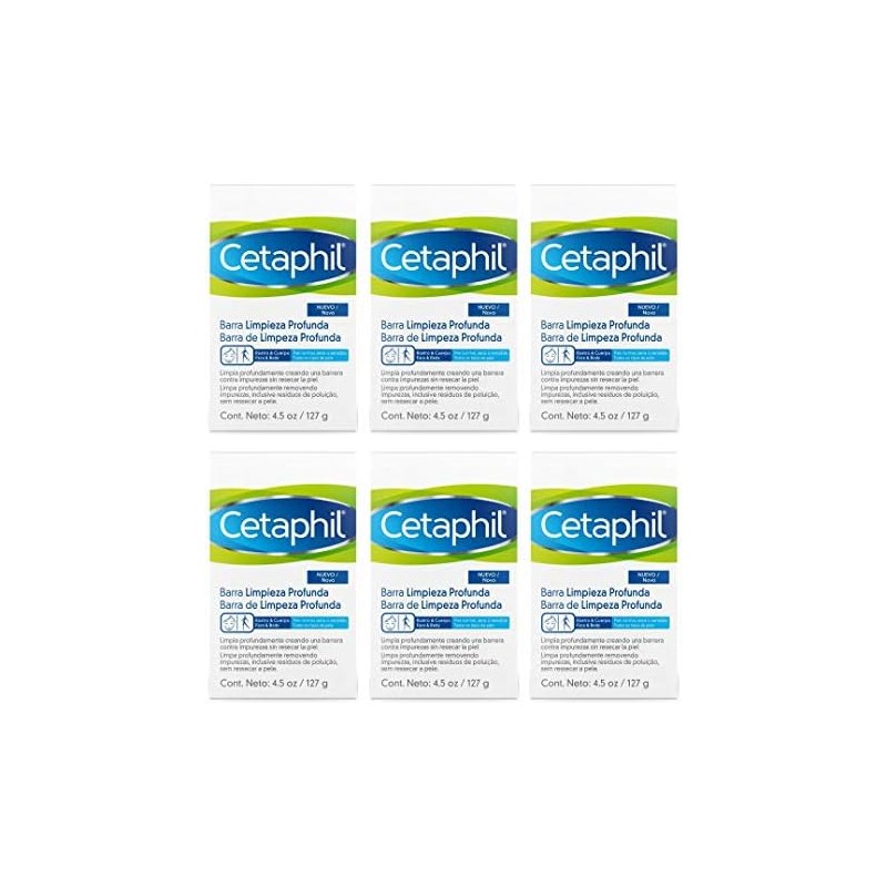 Cetaphil Limpieza Profunda, Paquete con 6 Barras de 127g c/u