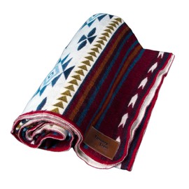 Tommy Lion - Alpaca Wool Blanket 80x45 inch: Soft, Warm, Hypoallergenic, Unique Designs– Ideal for Camping and Air Travel, Red Tones