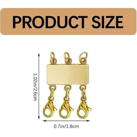 2pcs Necklace Layering Clasp,Multi Necklace Layering Clasp Multi Strand Clasps,Closures Separator Detangler Connector for Jewelry (Gold)