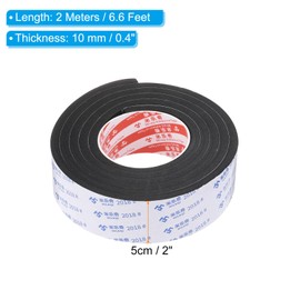 PATIKIL 2m/6.6ft Sealing Foam Tape, 5cm Wide 10mm Thick Single Sided Weather Stripping Door Seal Strip for Window Door Insulation, Black