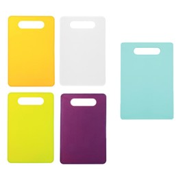 Set of 5 Plastic Chopping Board - 29 x 19cm Non-Slip Thick Cutting Board Mats - Easy Hanging Boards - BPA-Free Dishwasher Safe and Easy to Clean