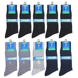 Healing Feet (Gentlemen) Summer Mesh Set of 10 Pairs (WESTERN POLO TEXAS®) High Quality Business Socks, black/charcoal/light grey/navy