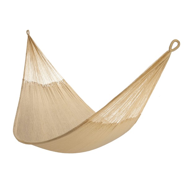 Handwoven Hammock by Yellow Leaf Hammocks - Double Size, Fits 1-2 PPL, 400lb max - Weathersafe, Super Strong, Easy to Hang, Ultra Soft, Artisan Made - Color: Natural Khaki