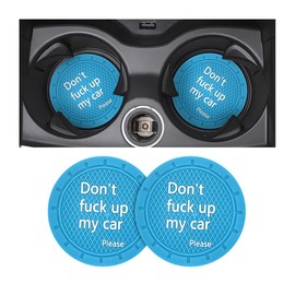8sanlione 2 Pack Car Cup Holder Coasters, 2.75 Inch Non-Slip PVC Insert Cup Coaster, Anti-Scratch Auto Cup Mats for Women Men, Vehicle Interior Accessories for Car, SUV, Truck (D Light Blue/2PCS)