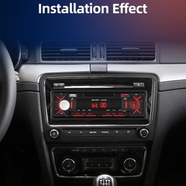 1 DIN Car Radio - Bluetooth Car Radio with FM Radio AUX/TF/USB Floppy Input Time Display