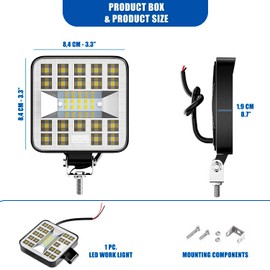 LED Work Light 12 V Aluminium ABS 29 LED 6500 K 8.4 cm 3.34 Inch IP65 120% More Brightness than Normal Headlights LED Headlight 12 V Work Light LED 12 V