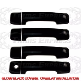 Trims Express fit:08-2022 Toyota Sequoia/07-21 Tundra Crew Max 4 Door Handle Cover Gloss Black