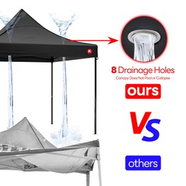 Upgraded 10x10 Canopy Replacement Top with 8 Drainage Holes Prevents Collapse (Black)