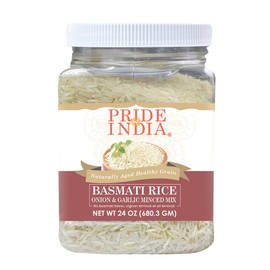 Pride of India | Extra Long Basmati Rice with Minced Onion and Garlic 24 oz (680.3 gm) | Naturally Aged Healthy Grain | Perfect for Pilaf, Stuffed Bell Peppers, Fried Rice, Risottos | Vegan, Non-Bioengineered, Gluten-Free