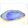 Jet International Gold Plated Agate Slice Coaster Indigo 4 inch