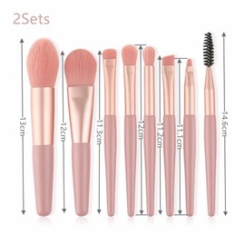 FZLANQ 2Sets of Makeup Brushes Sets Professional Eyeshadow Blusher Brushes Premium Travel Makeup Brushes Portable Eyeliner Brushes with Bag for Travel Daily Makeup