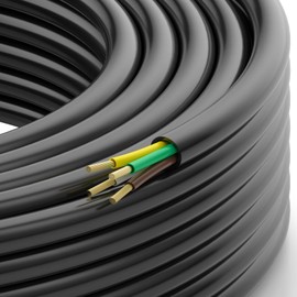 DOAUTO 50 Foot Heavy Duty 14AWG 4 Way Round Conductor Wiring RV Trailer Cord Harness Wire, 4 Individually RV Tow Hitch Caravan Hook-Up Cable Insulated Wiring SAE J1128 - PVC Black Vinyl Sheath 14/4