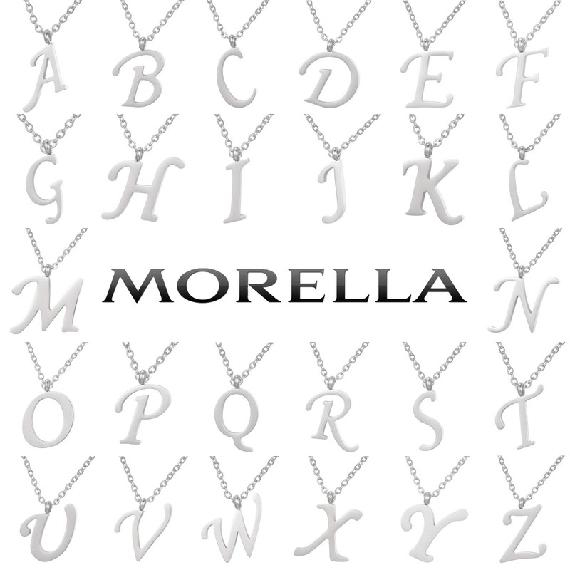 Morella Ladies' Necklace with Letter Pendant, Stainless Steel Silver in