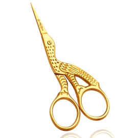 Wishbeauty Multi-Colour Rainbow Embroidery Scissors - 3.5"/9cm - Sharp Point (Gold)