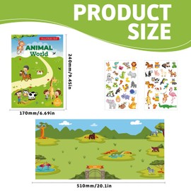 HEOUCH 3 Stück Wasserdichte Stickerbuch, Wiederverwendbare Sticker, Vielzahl von Sticker Tiere, Aufkleber Kinder, Leichte Abzieh und Klebehaftung auf Glatten Oberflächen