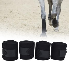 Juego de Vendas para Piernas de Polo para Caballos, Vendaje para Piernas de Forro Polar Suave, Autoadhesivo, Transpirable, Resistente Al Desgaste, Vendaje para Piernas de Animales, Protege las(Negro)