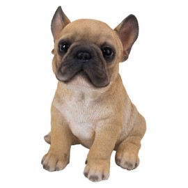 Dehner French Buldog Puppy Figurine Approx. 18 x 16.5 x 13 cm Polyresin Brown