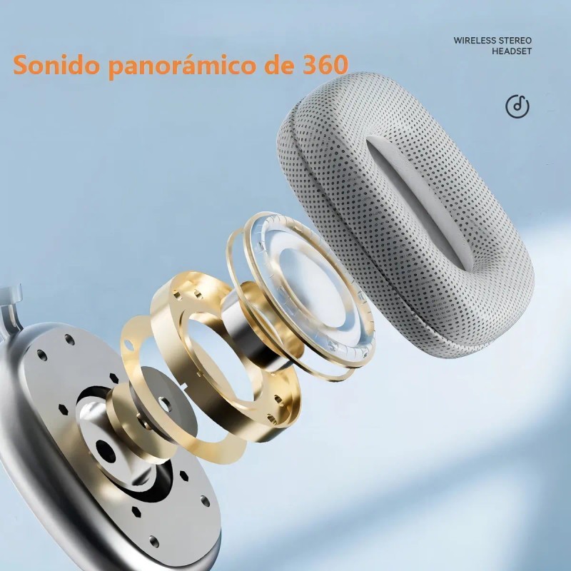 Auriculares Inalámbricos Diadema Con Micrófono 400mah Plateado Diadema Vulata P9