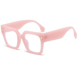 Breaksun Breaksun Fashion Oversized Blue Light Blocking Glasses for Women Men Trendy Big Square Frame Computer Eyeglasses (Pink)