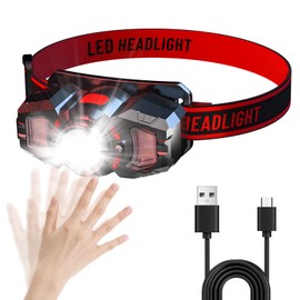 Linterna de Cabeza LED,800mAh Lampara de Cabeza Recargable USB,Lámparas Frontales Detección Inteligente 6 Modos Commutable,Impermeables,Adecuado para Cámping,Montañismo,Correr,Senderismo
