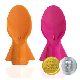 Cherub Baby Universal Reusable Non-Spill Baby Food Pouch Squeeze Spoon Topper Attachment 2 Pack with Travel Case - Peach/Blush