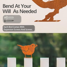 GULURUKIO Rusty Bird Silhouette with Rusty Patina Birds Decoration Lifelike Metal Robin Birds Garden Ornaments Silhouette Simulation Bird Figurine Rustic Outdoor Patio Yard Adornment