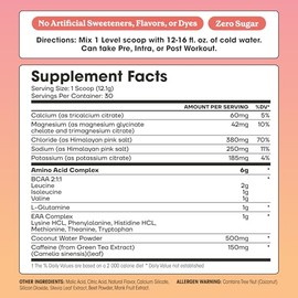 Fit&Lean Amino Hydration Plus Energy, Polvo Pre Entrenamiento Endulzado Naturalmente, 6g de Aminoácidos Veganos, Aminoácidos Esenciales, EAA, BCAA, Gl