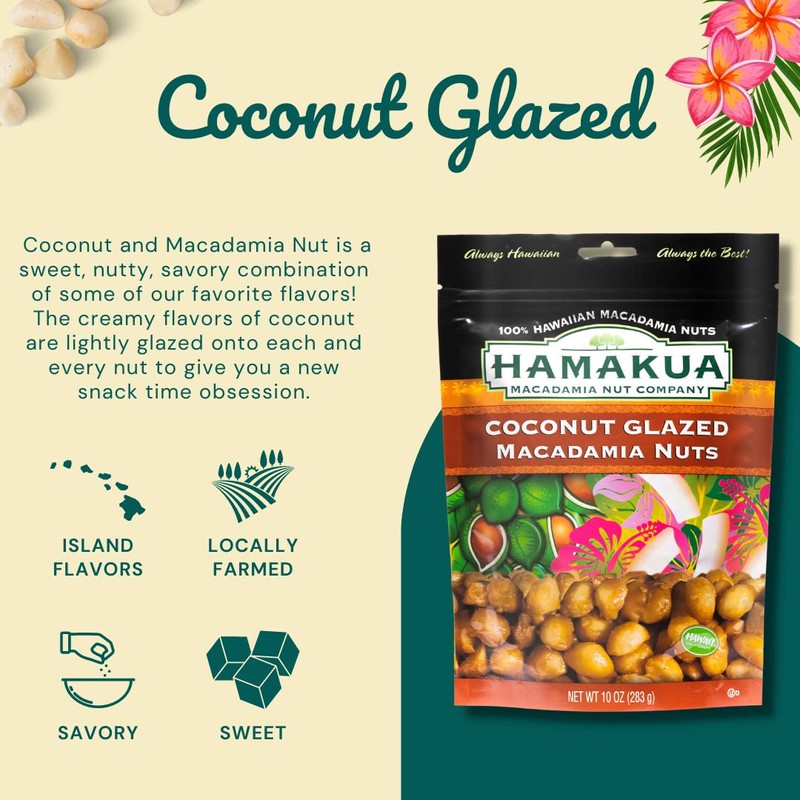 Hamakua Macadamia Nuts - Sweet Glazed Coconut - Hawaiian Grown