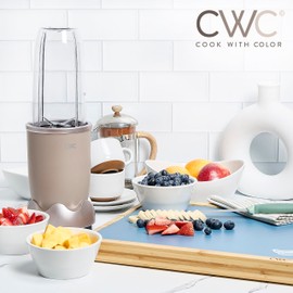 COOK WITH COLOR Personal Power Blender 600W, 24oz Capacity, BPA-Free Jar, Ice-Crushing Blades, Ideal for Smoothies & More, Anti-Slip Feet, Easy to Clean, Goat/Mink