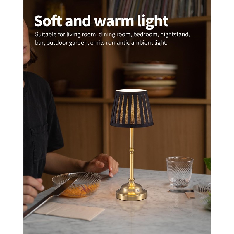 KDG Cordless LED Table Lamp Set of 2, Portables Fabric