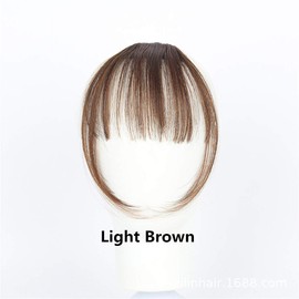 BESTLEE Synthetic Hair One Piece Straight Clip in Hair Extensions Flat Air Fringe Front Bangs with Hair Temples (Light Brown)