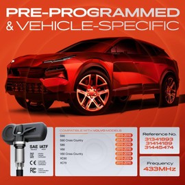 A-Premium 4PCS Pre-Programmed TPMS Sensor Tire Pressure Monitoring Sensor - Compatible with Volvo S60 2015-2018, S80 2015-2016, V60 Cross Country 2015-2018, XC60 2015-2024, XC70 2015-2016 - 433MHz