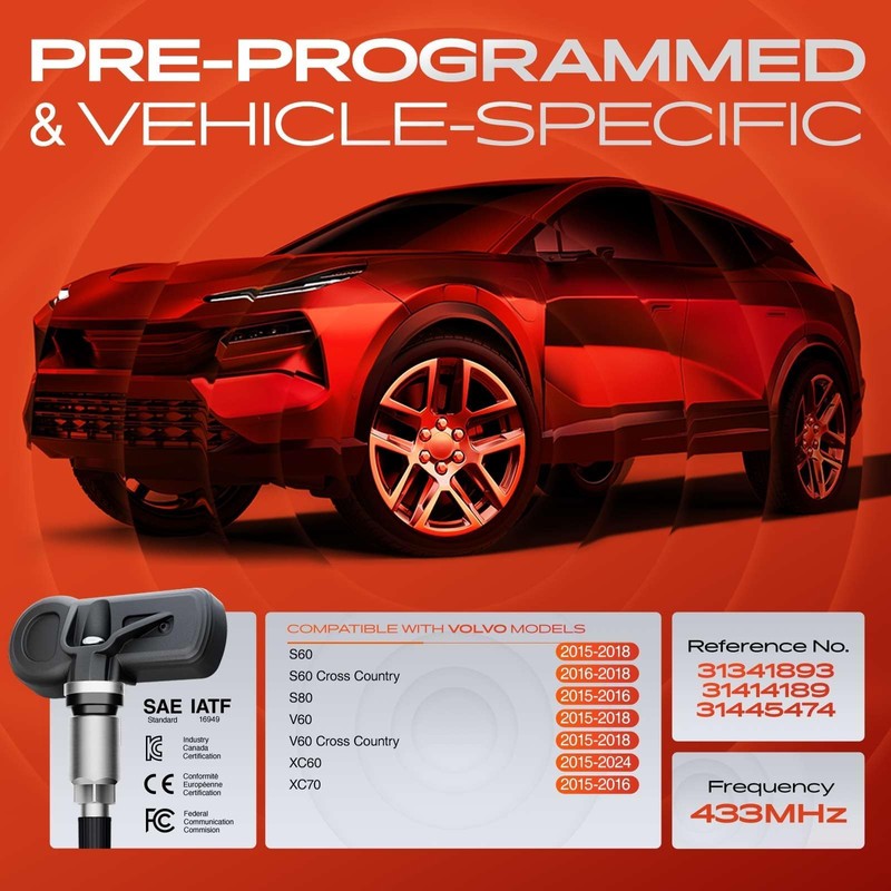 A-Premium 4PCS Pre-Programmed TPMS Sensor Tire Pressure Monitoring Sensor -