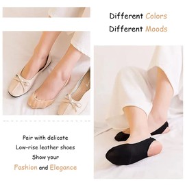 FZSECRIU Ballerina Socks Women's 4 Pairs, Women's Ankle Socks, Invisible Socks, Non-Slip Socks, Non-Slip Ballerina Socks, Trainer Socks Women's 35 to 41, Snocks Women's Socks, White