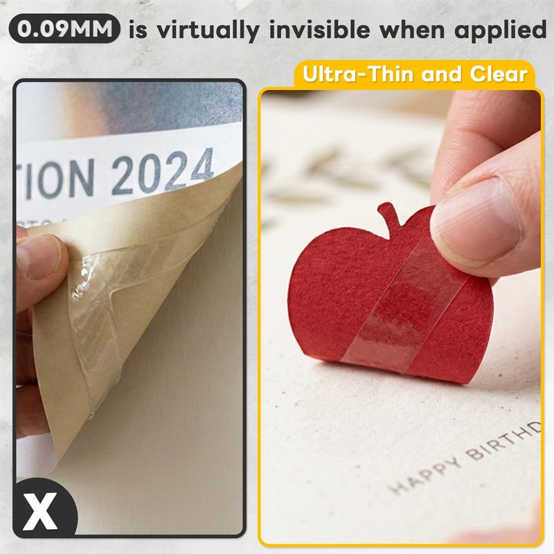 YINTTIAN Ultra-Thin PET Double Sided Tape for Crafts, 1 Inch